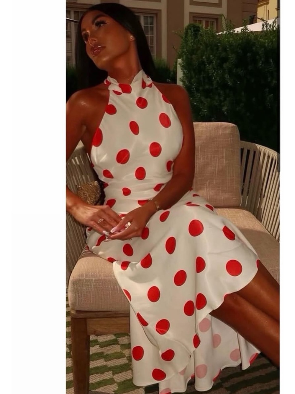 ZARA POLKA DOT HALTER MIDI DRESS